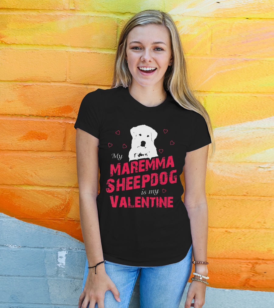 Maremma Sheepdog Valentine Love With Heart Accents T-Shirt