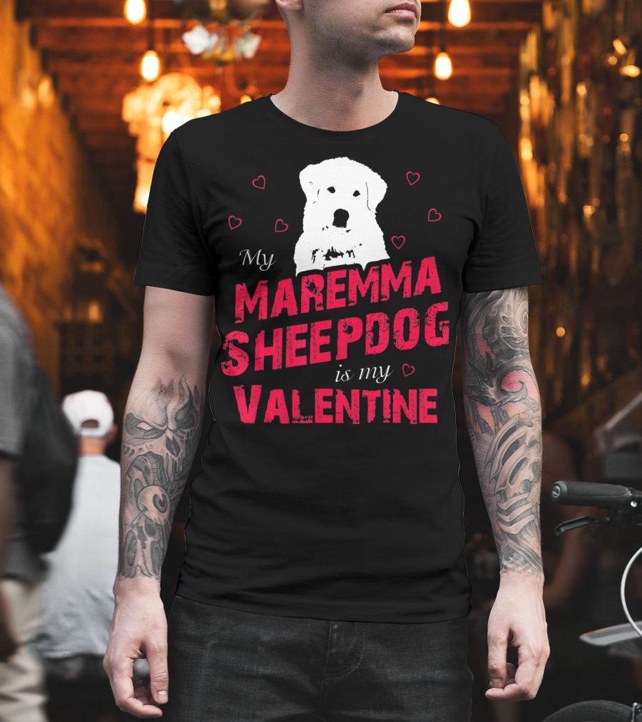 Maremma Sheepdog Valentine Love With Heart Accents T-Shirt