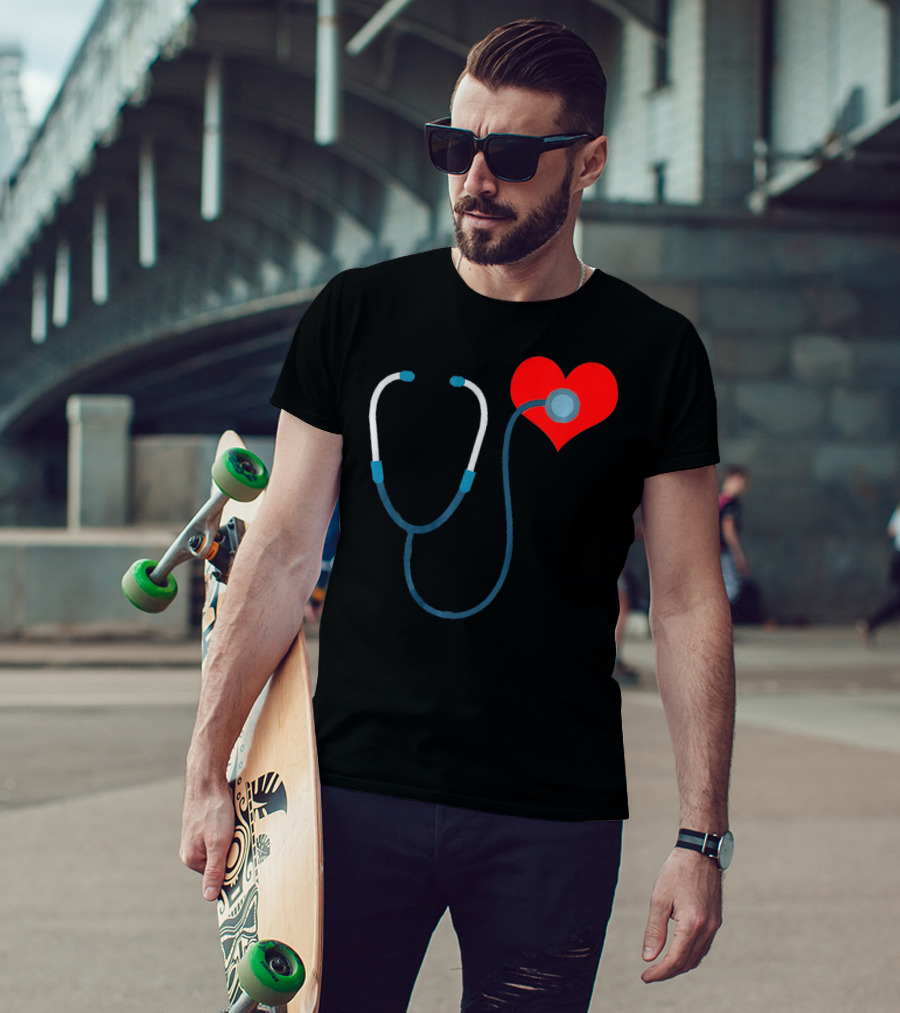 Nurse Valentine's Day Heart Stethoscope T-Shirt