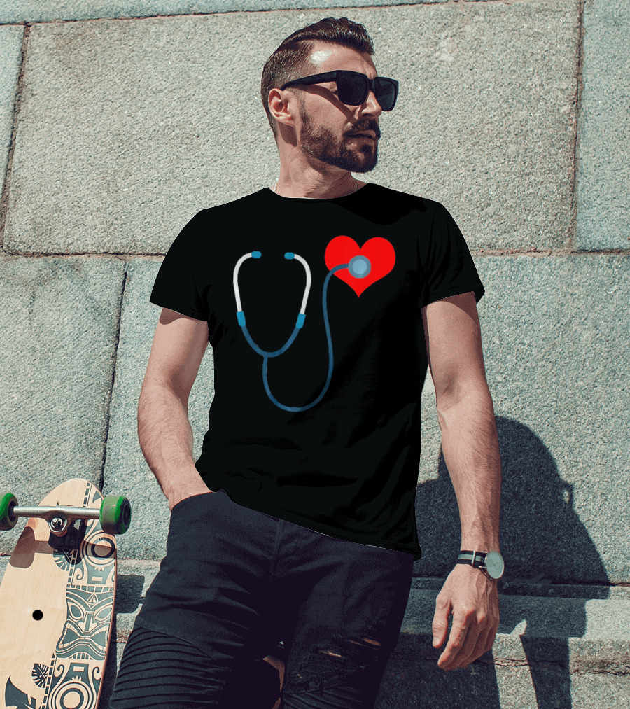 Nurse Valentine's Day Heart Stethoscope T-Shirt