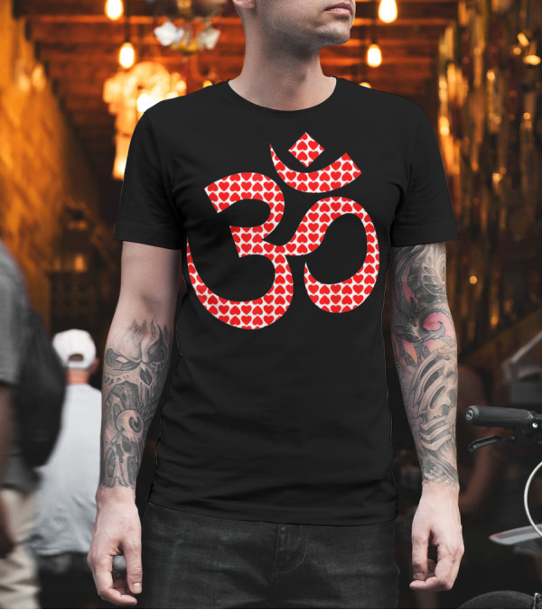 Om Heart Pattern Symbol Yoga T-Shirt Om Heart Pattern Symbol Yoga T-Shirt