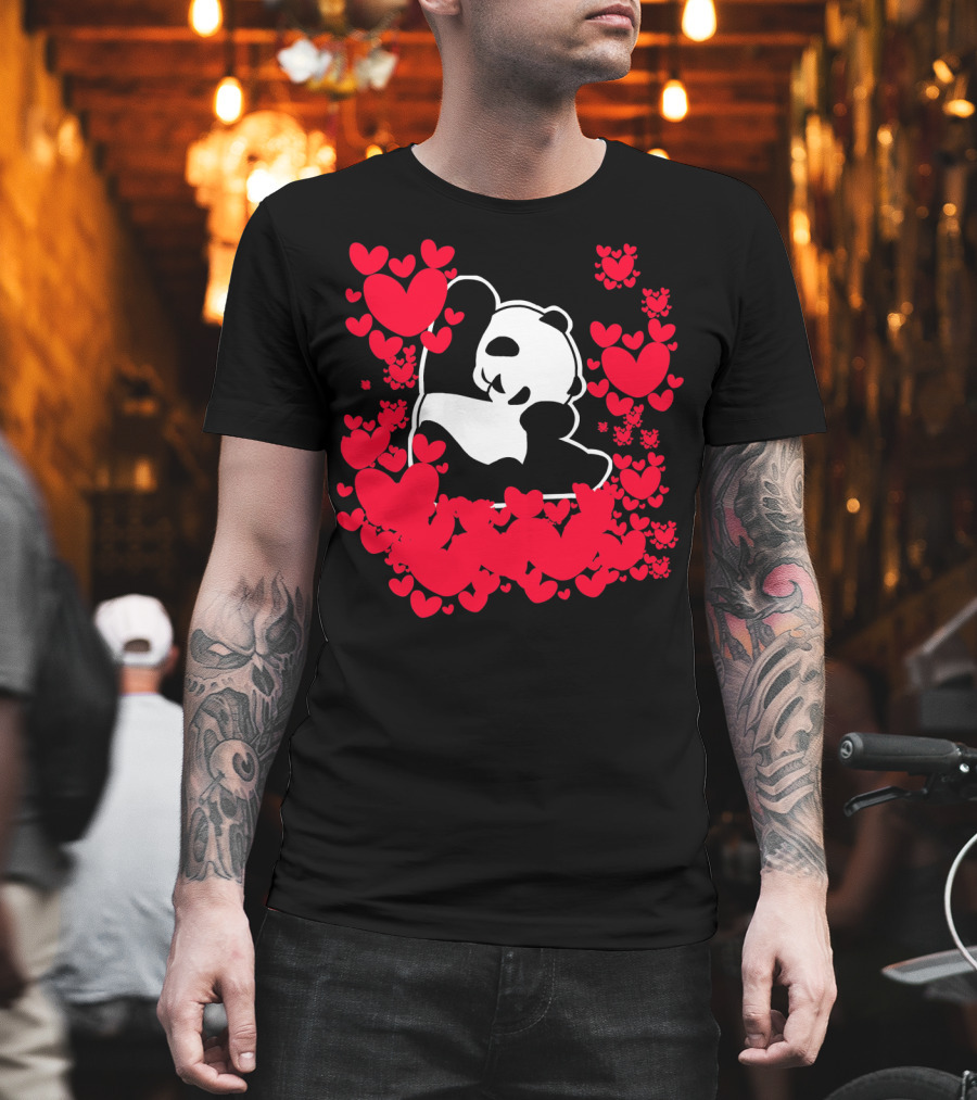Panda Love Valentines Day Cute Heart Panda Valentines Day T-Shirt