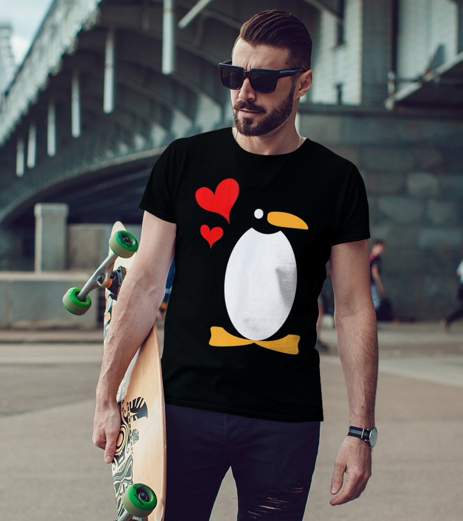 Penguin With Red Hearts T-Shirt