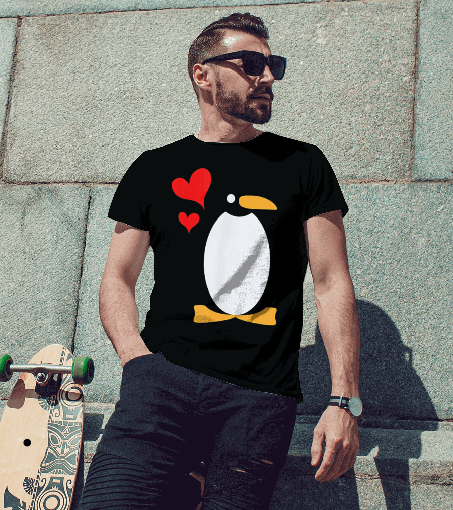 Penguin With Red Hearts T-Shirt