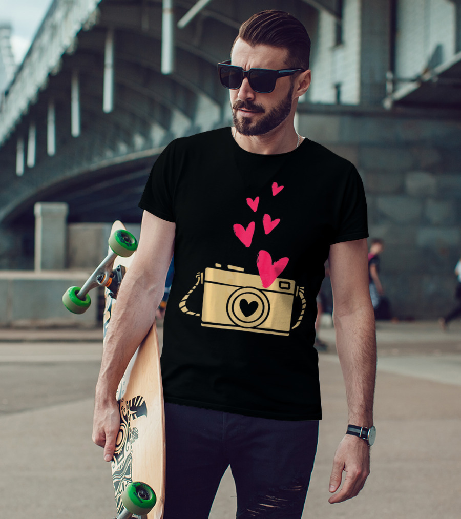Love Camera Hearts Valentine's Day Photographers T-Shirt