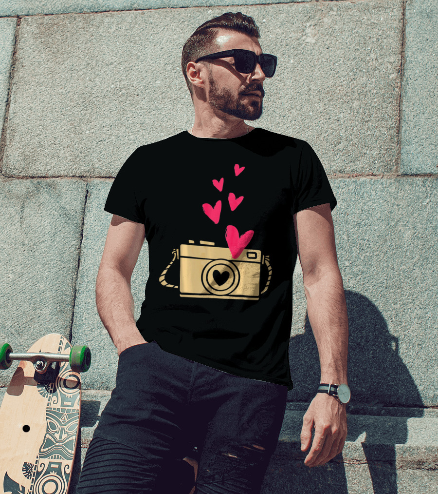 Love Camera Hearts Valentine's Day Photographers T-Shirt