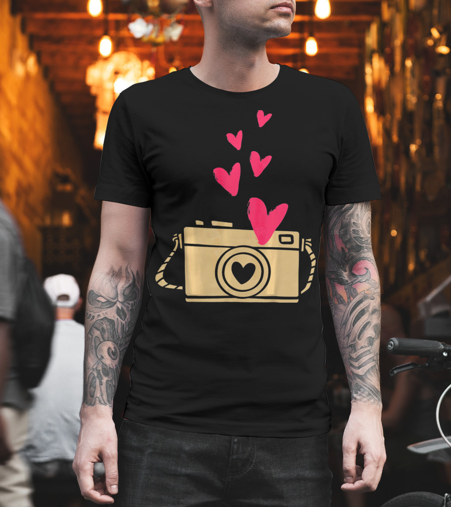 Love Camera Hearts Valentine's Day Photographers T-Shirt