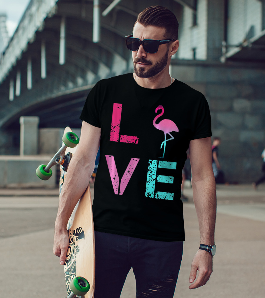 LOVE Pink Flamingos Valentine T-Shirt