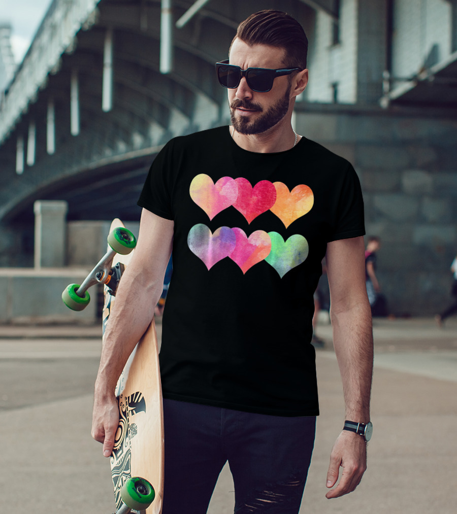 Adorable Pastel Hearts Valentines Day Love T-Shirt