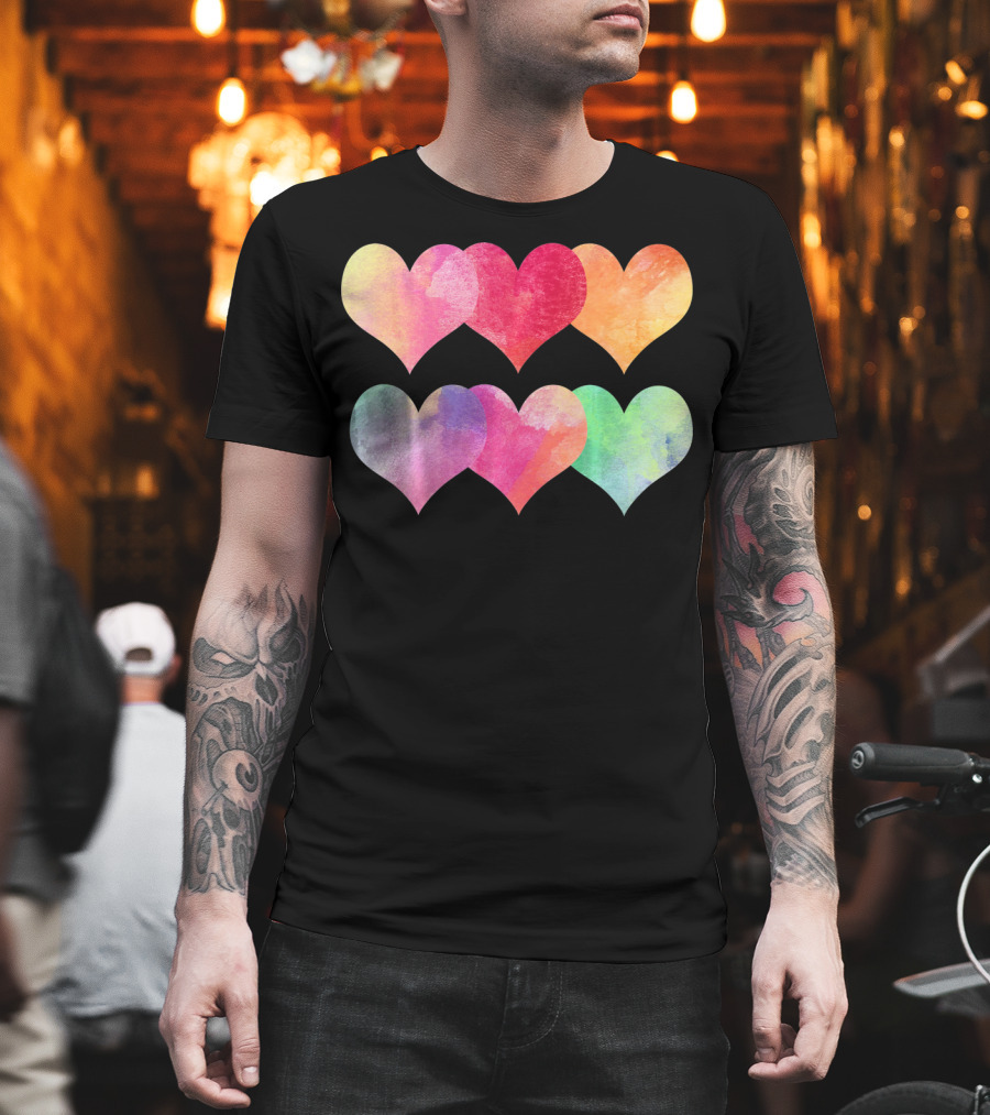 Adorable Pastel Hearts Valentines Day Love T-Shirt