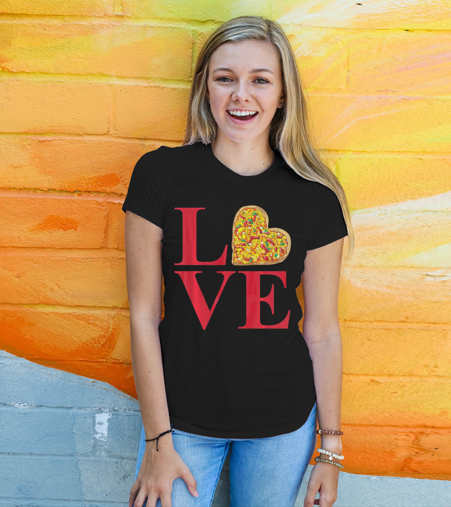 Love Pizza Heart Valentines Day Pizza Lover T-Shirt