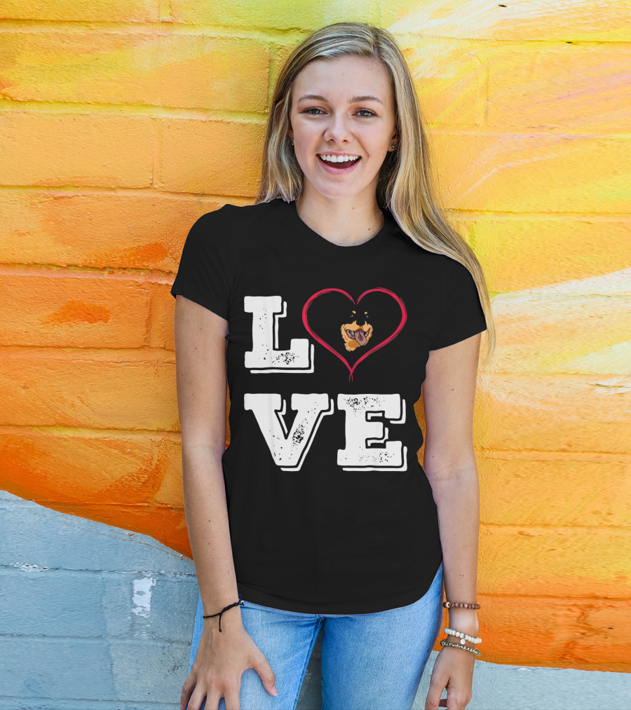 LOVE Rottweiler Lover Dog Heart Face T-Shirt