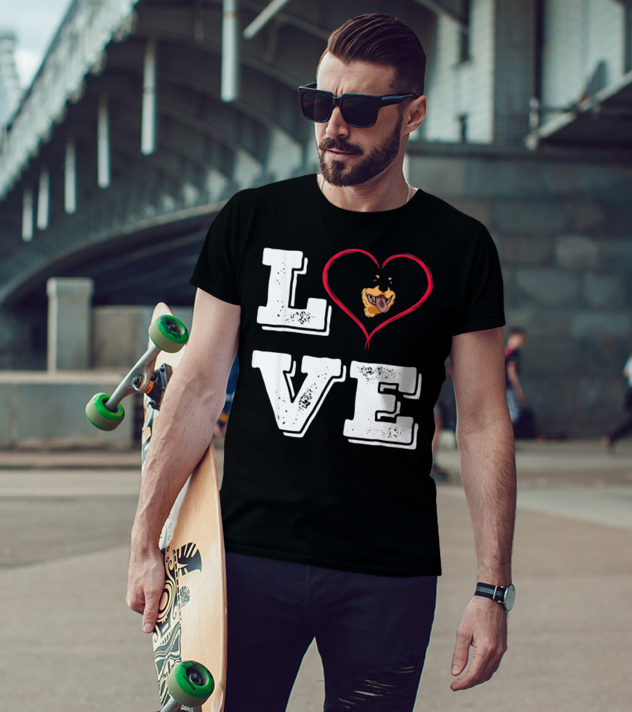 LOVE Rottweiler Lover Dog Heart Face T-Shirt