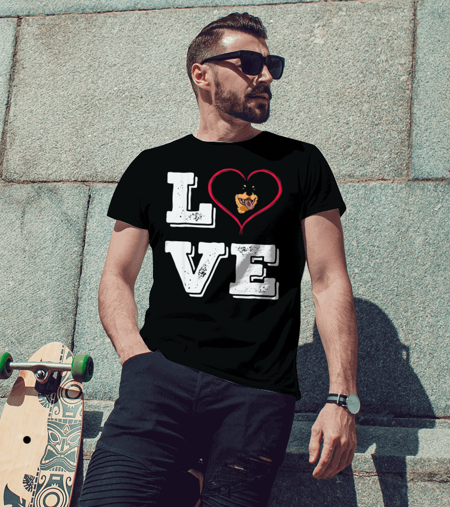 LOVE Rottweiler Lover Dog Heart Face T-Shirt