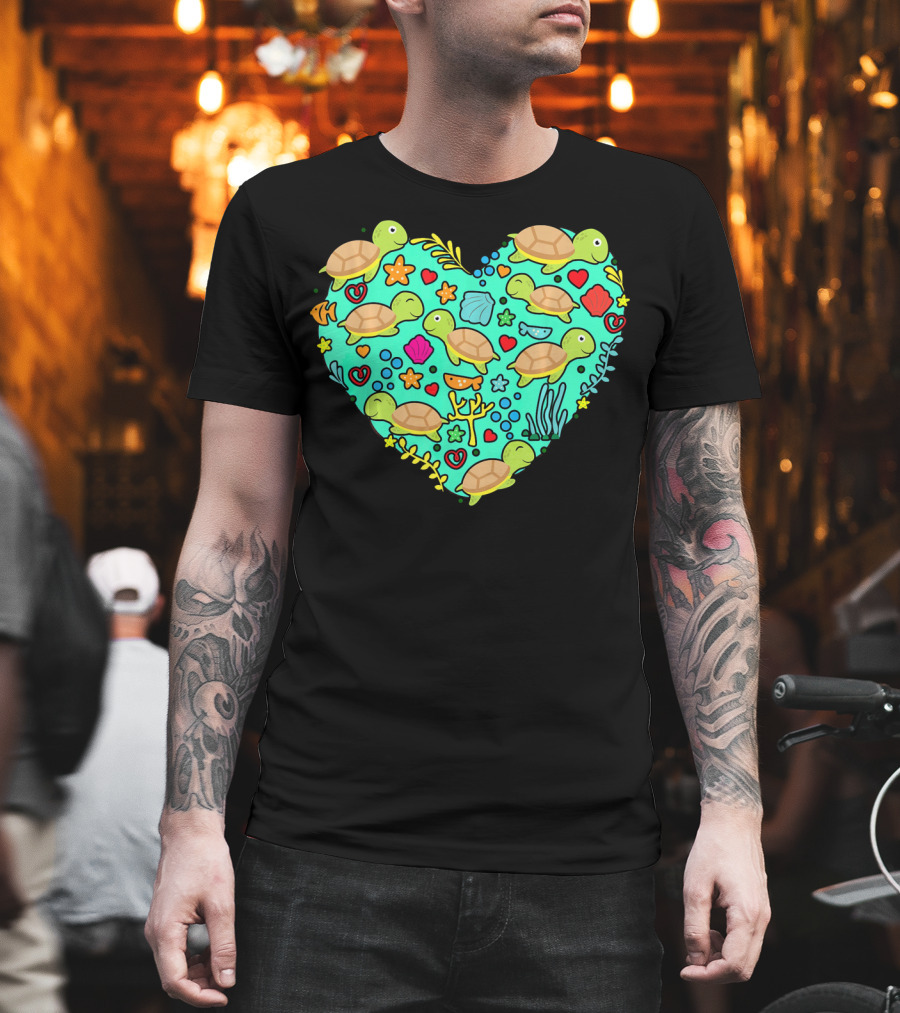 Sea Turtle Heart Valentine's Day T-Shirt