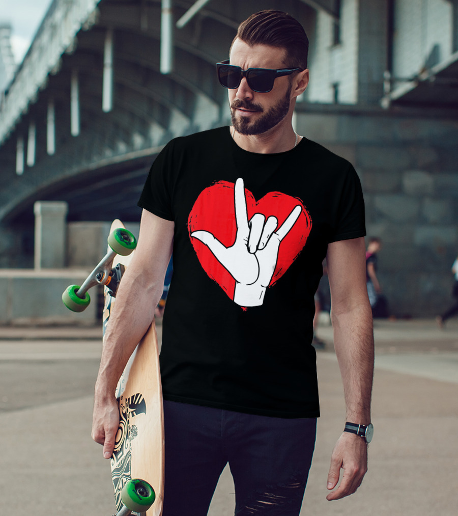 Sign Language I Love You ASL Heart Valentine's Gesture T-Shirt