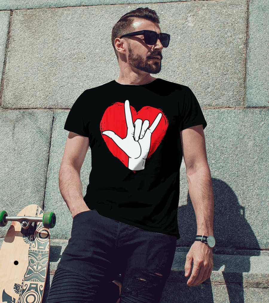 Sign Language I Love You ASL Heart Valentine's Gesture T-Shirt