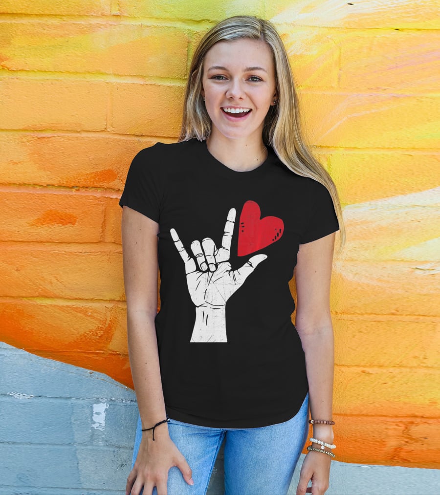 Sign Language I Love You Valentine Heart T-Shirt