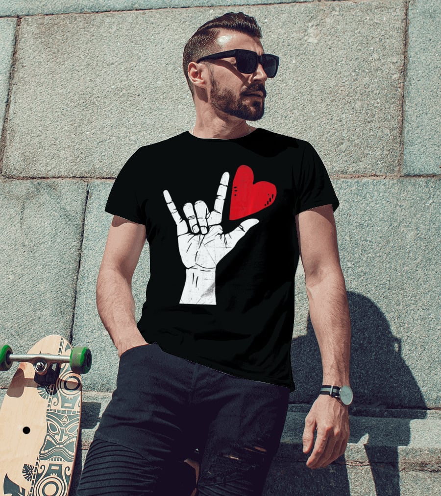 Sign Language I Love You Valentine Heart T-Shirt
