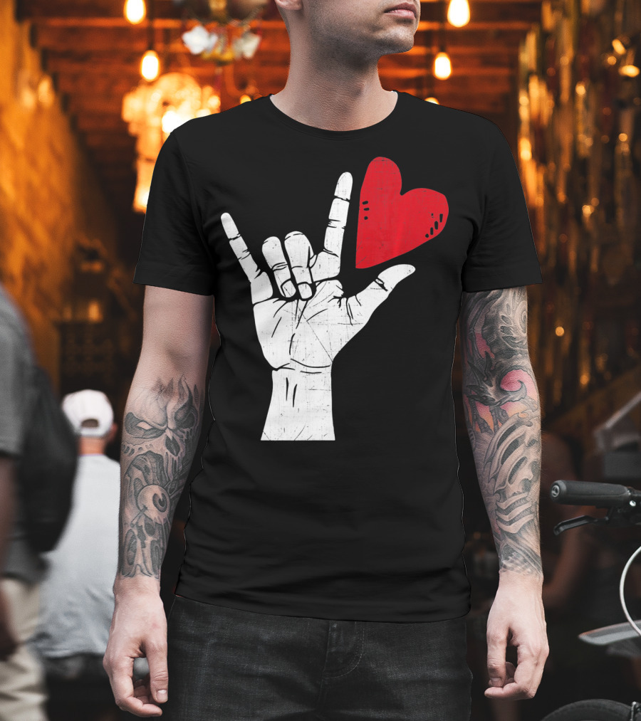 Sign Language I Love You Valentine Heart T-Shirt
