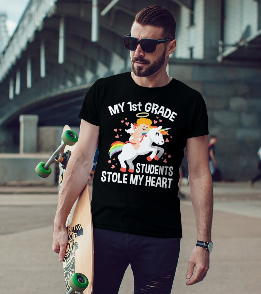 My 1st Grade Students Stole My Heart Valentine's Day Unicorn T-Shirt