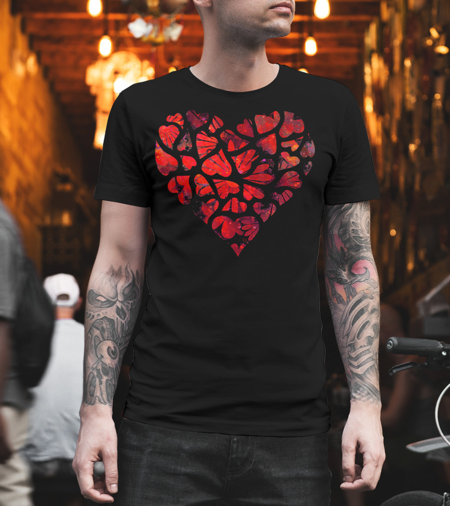 Tie Dye Style Romantic Heart Pattern for Couples T-Shirt
