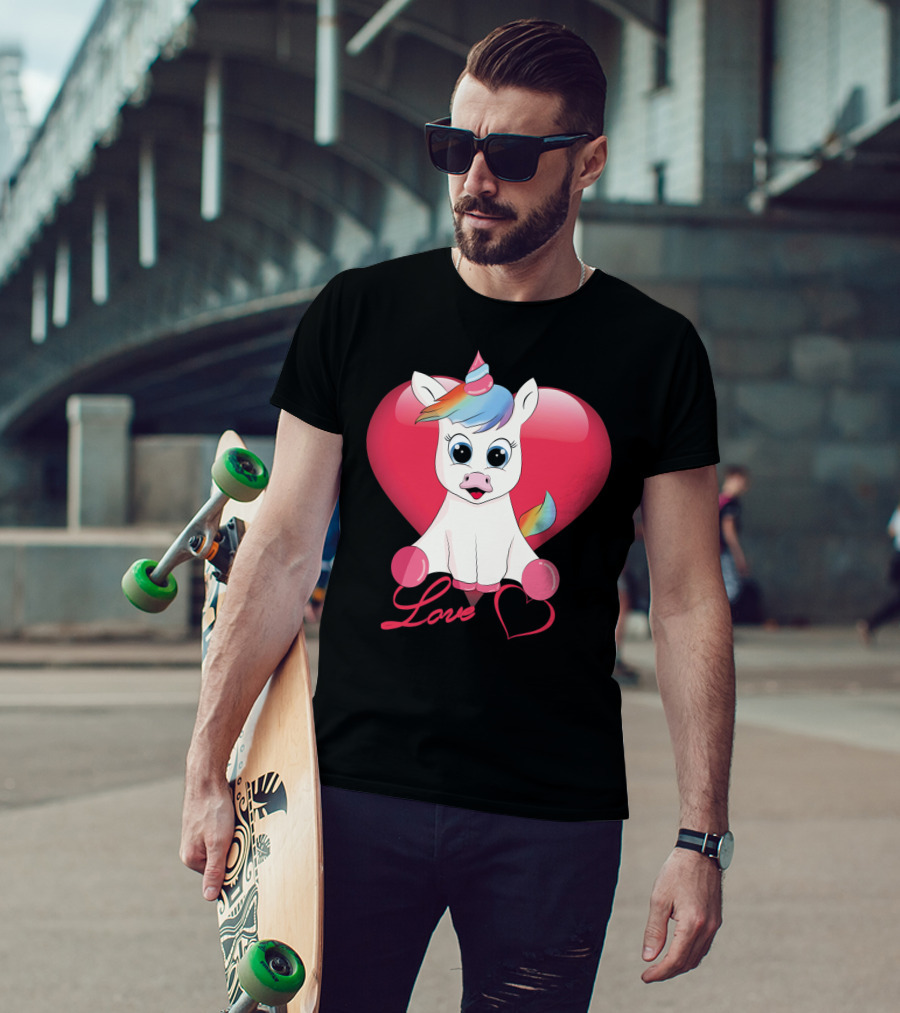 Love Unicorn Heart Valentines Day T-Shirt