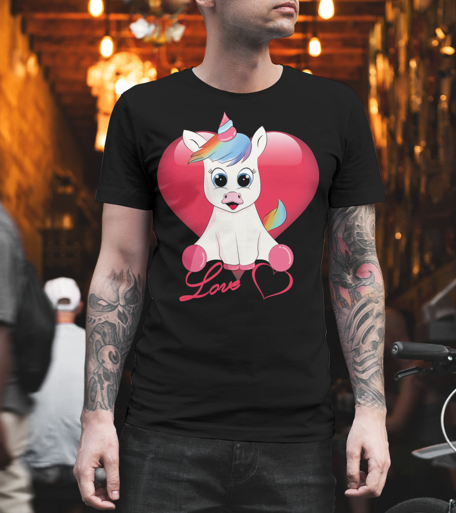 Love Unicorn Heart Valentines Day T-Shirt