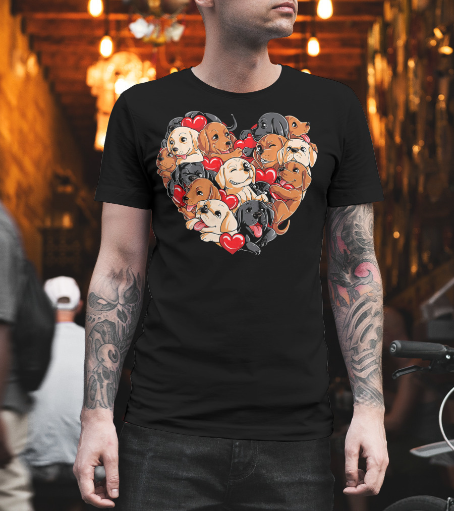 Labrador Puppies Heart Valentine’s Day T-Shirt