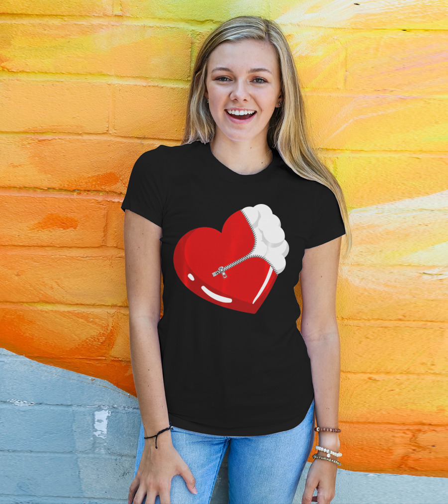 Lacrosse Ball Heart With Zipper Valentines T-Shirt