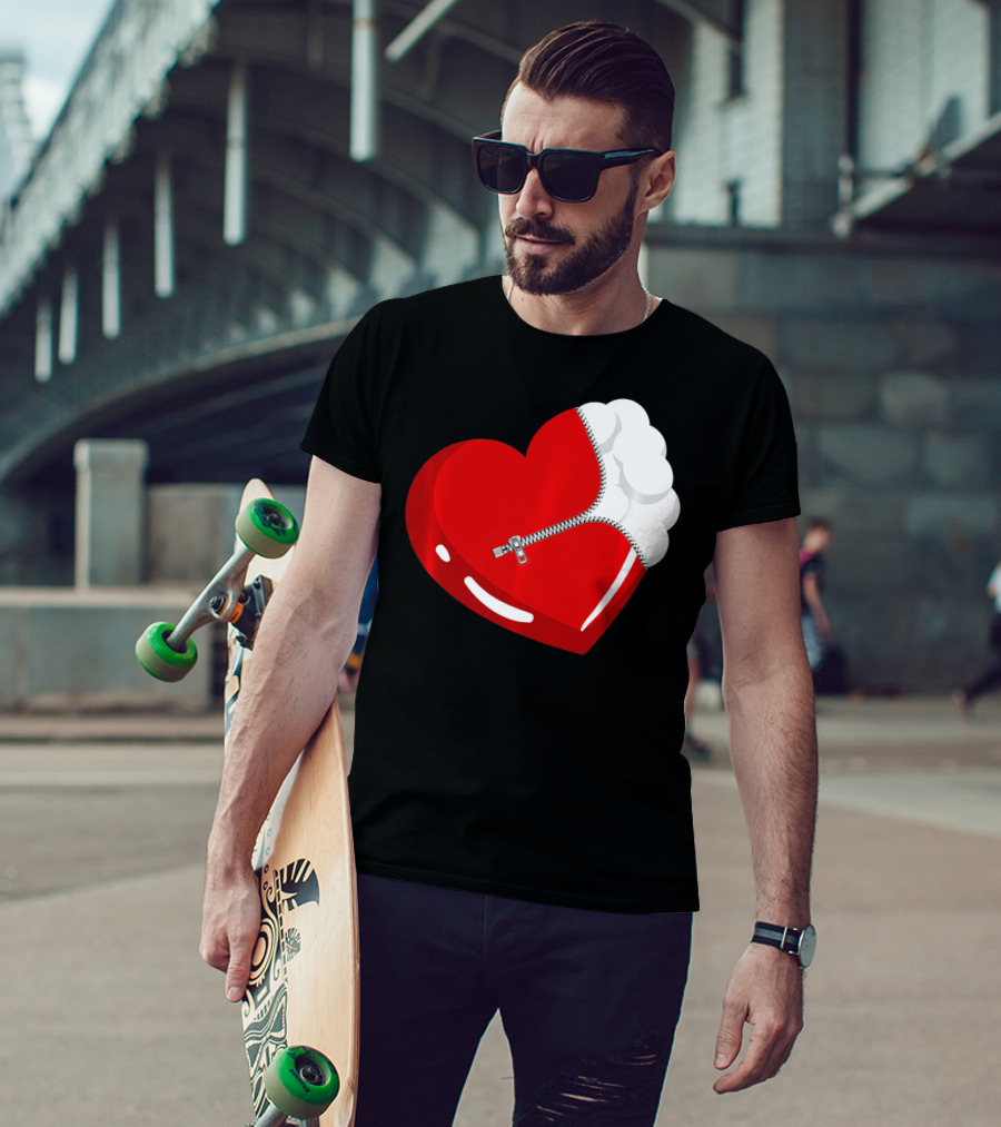 Lacrosse Ball Heart With Zipper Valentines T-Shirt