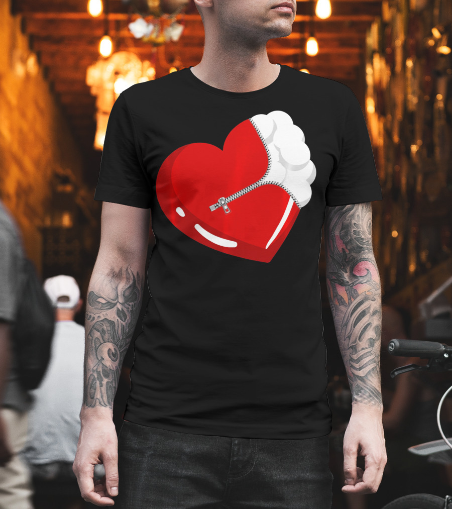 Lacrosse Ball Heart with Zipper Valentines T-Shirt