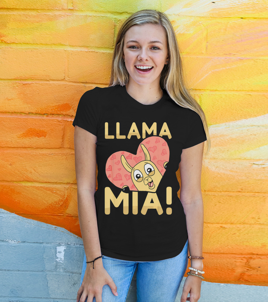Llama Mia Love Heart Valentine's Day T-Shirt