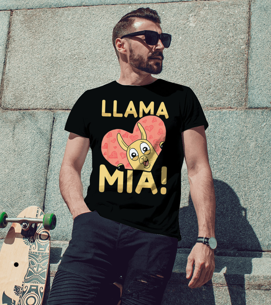 Llama Mia Love Heart Valentine's Day T-Shirt
