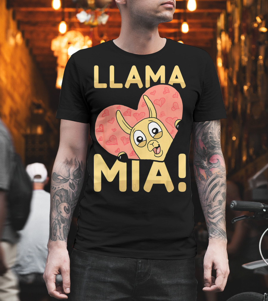 Llama Mia Love Heart Valentine's Day T-Shirt