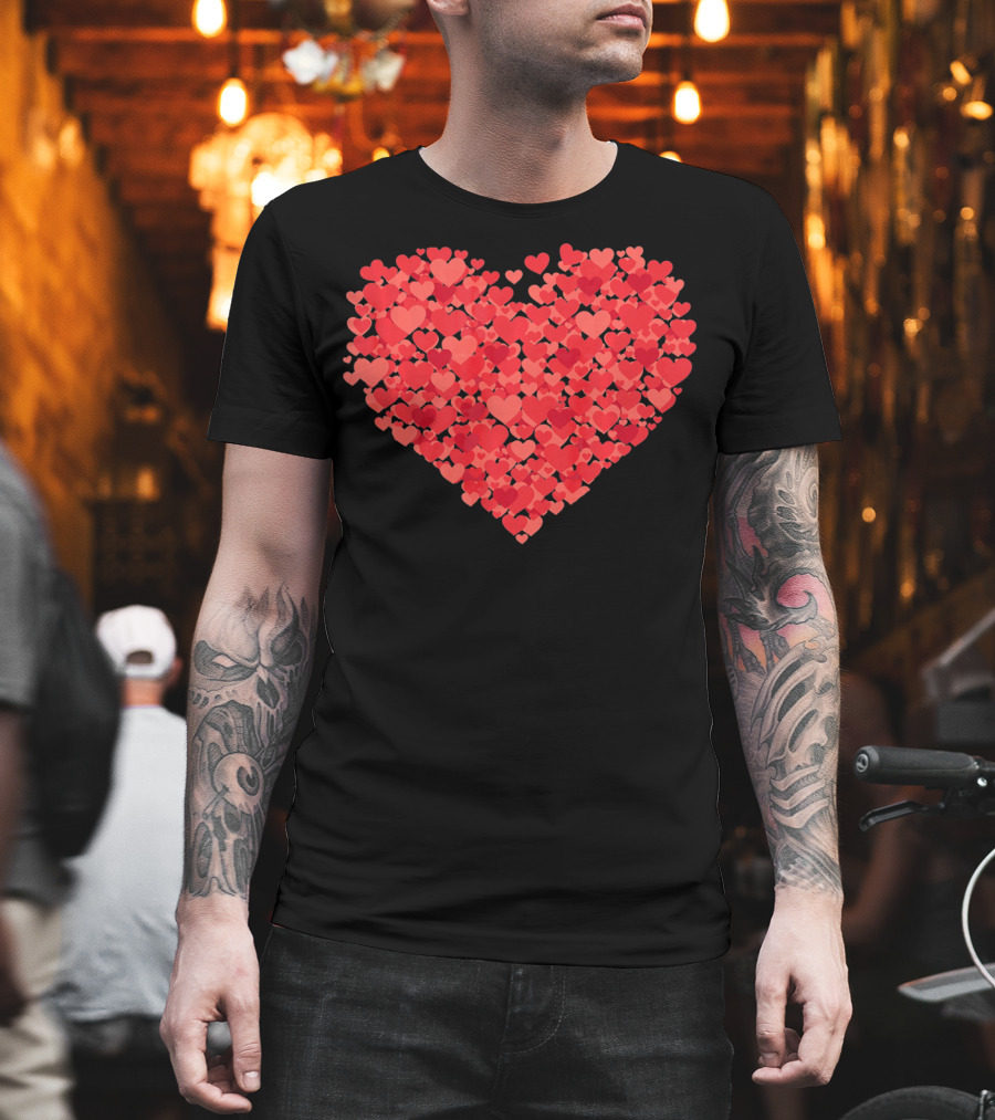 Lots of Hearts Valentine's Day Heart in Many Shades of Red T-Shirt