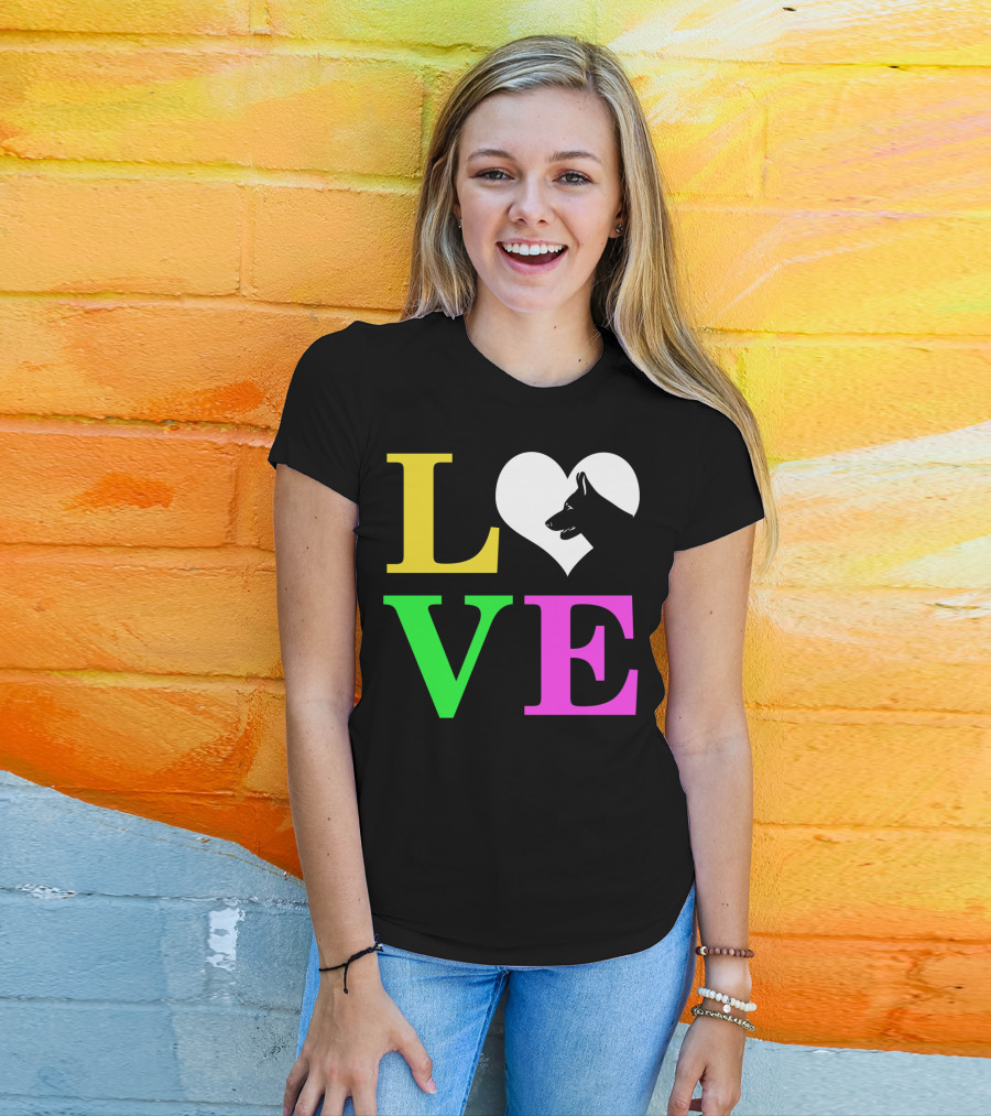 Love German Shepherd Mom Valentines Long Heart T-Shirt