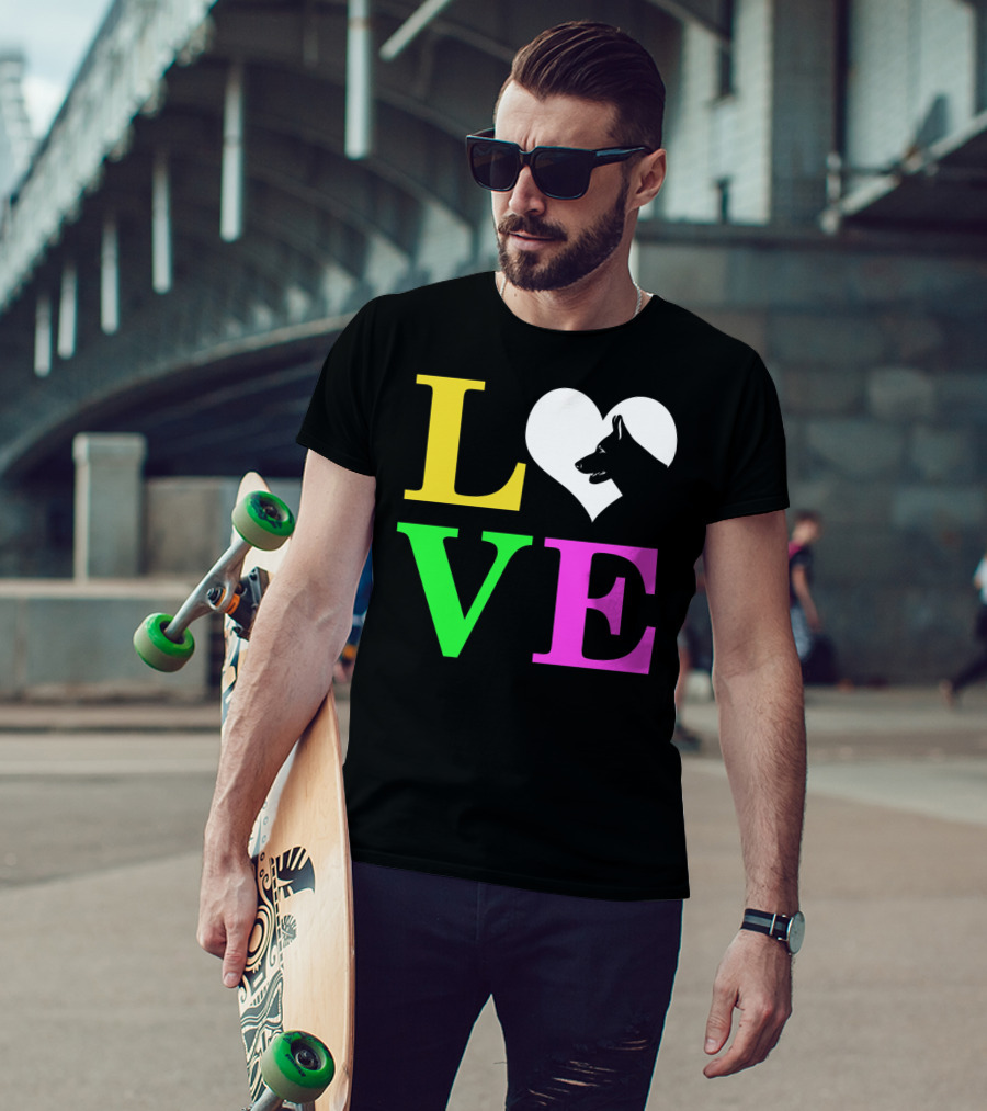 Love German Shepherd Mom Valentines Long Heart T-Shirt