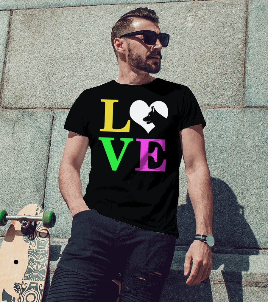 Love German Shepherd Mom Valentines Long Heart T-Shirt