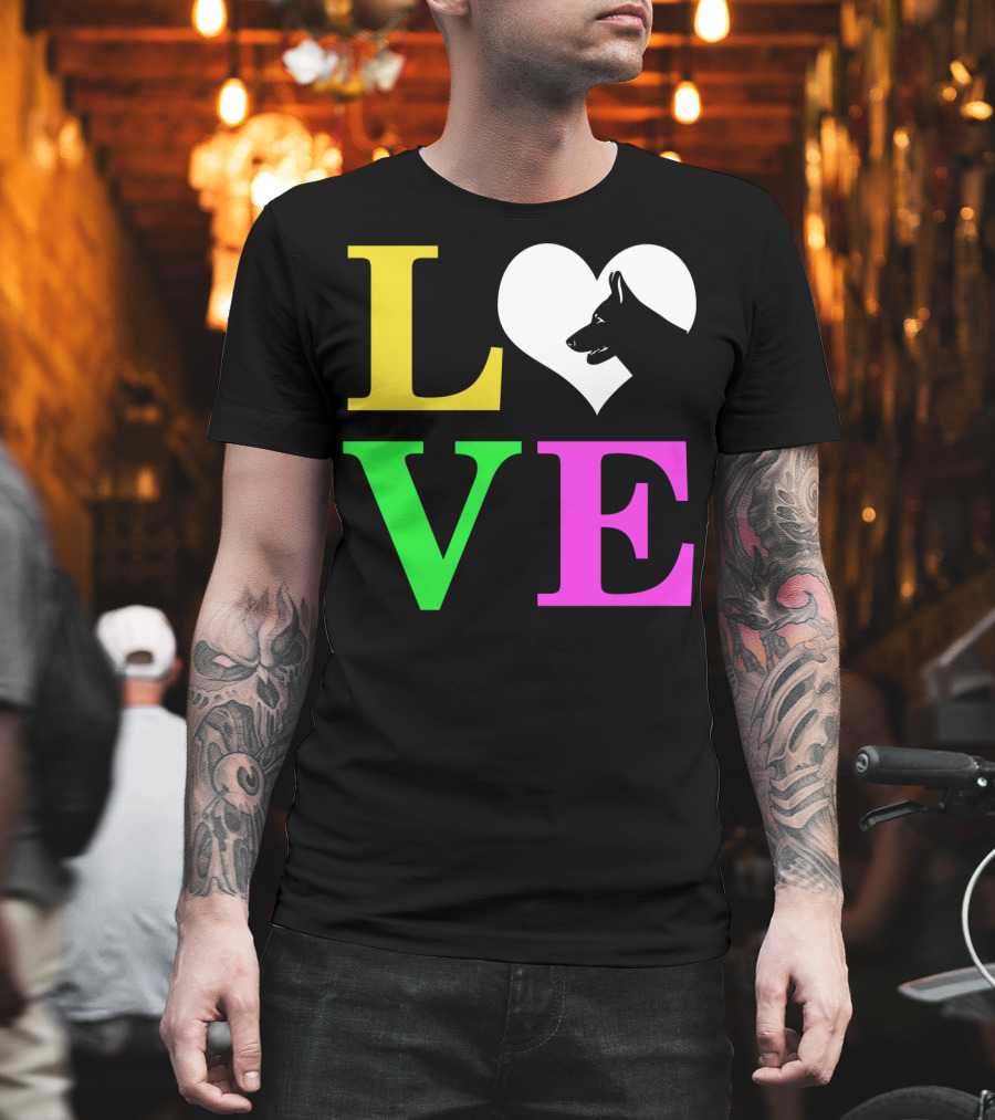Love German Shepherd Mom Valentines Long Heart T-Shirt