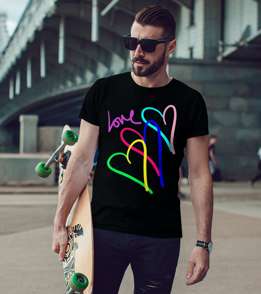 Love Neon Rainbow Hearts Connection Vale T-Shirt