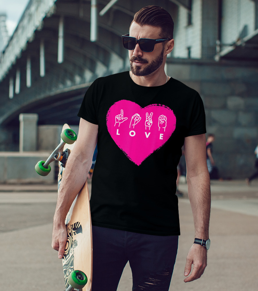 Love Sign Language Pink Valentine's Day Heart T-Shirt