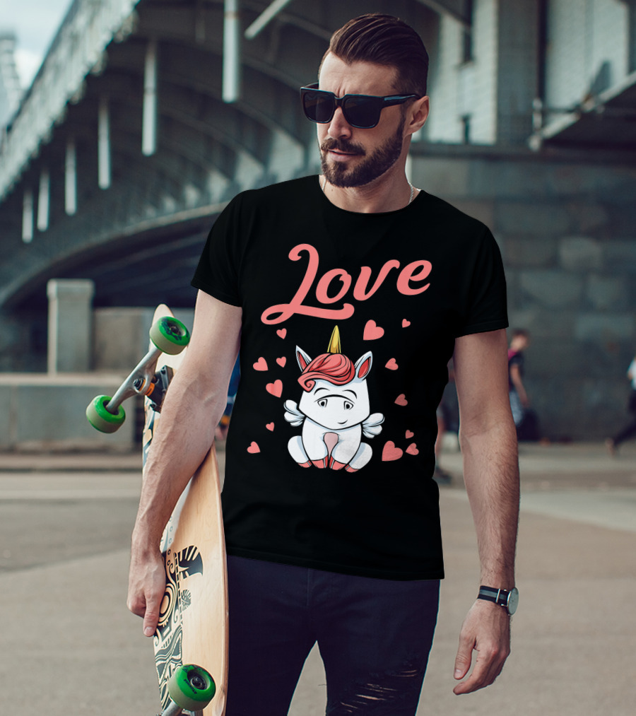 Love Unicorn Funny Valentines Day Hearts T-Shirt