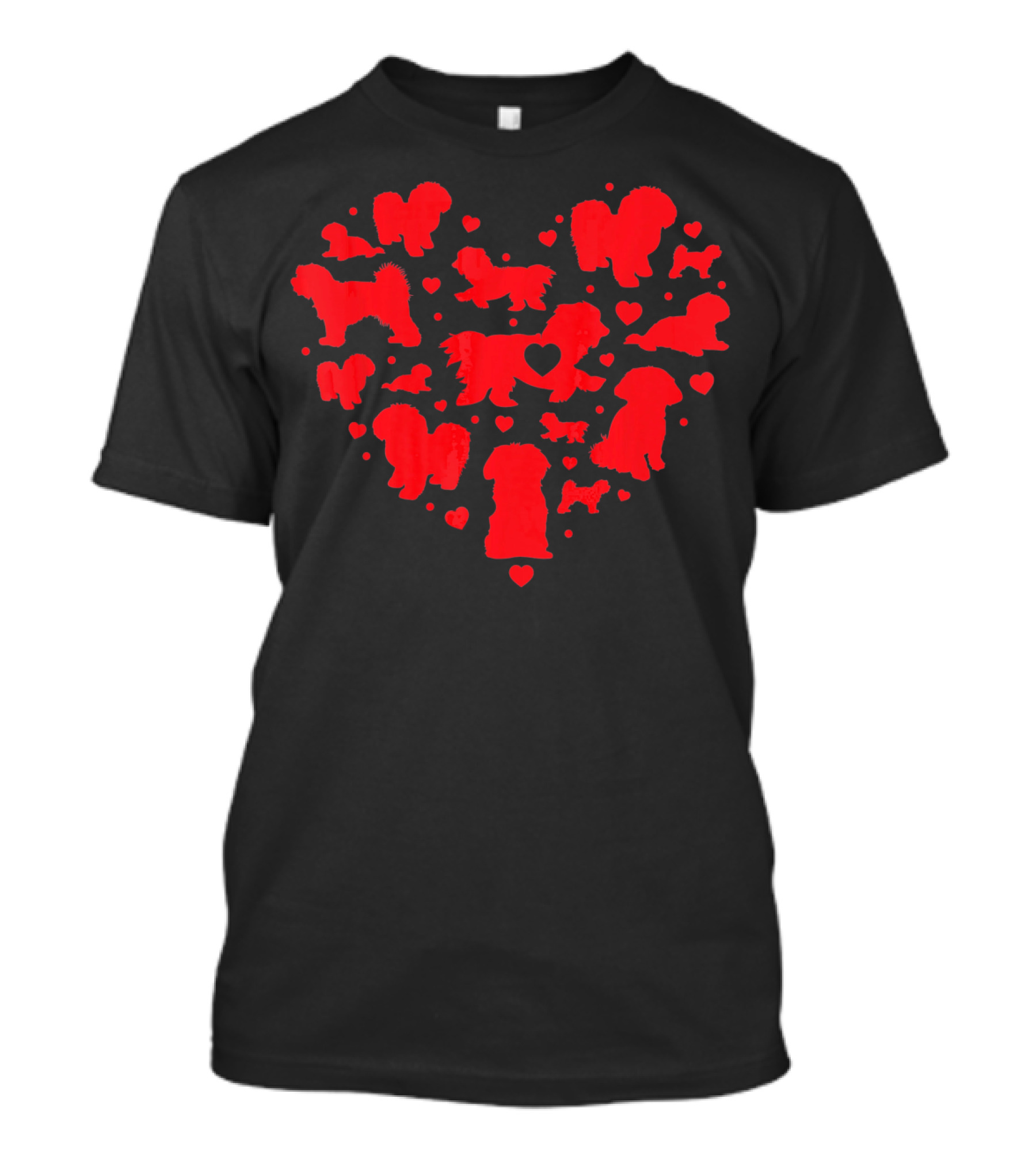 Maltese Dog Heart Silhouettes Valentines Day Mom Lover T-Shirt