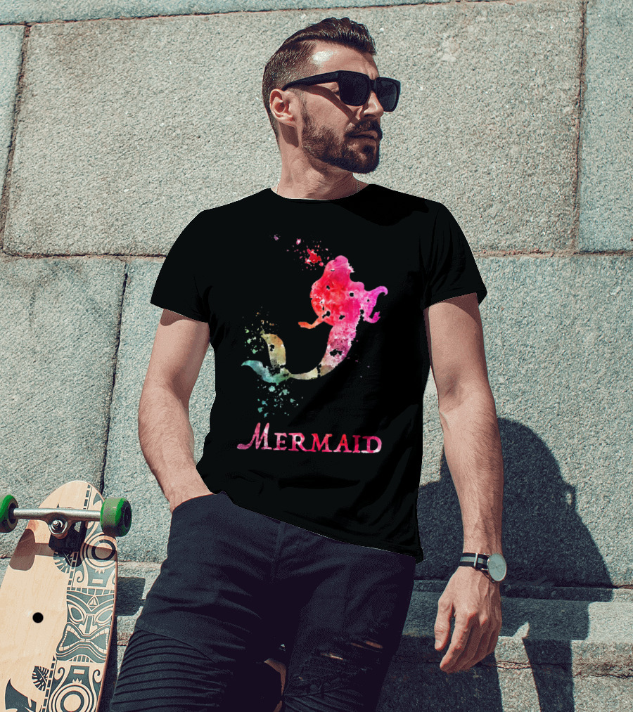 Mermaid Valentines Day Pink Rainbow Splash T-Shirt