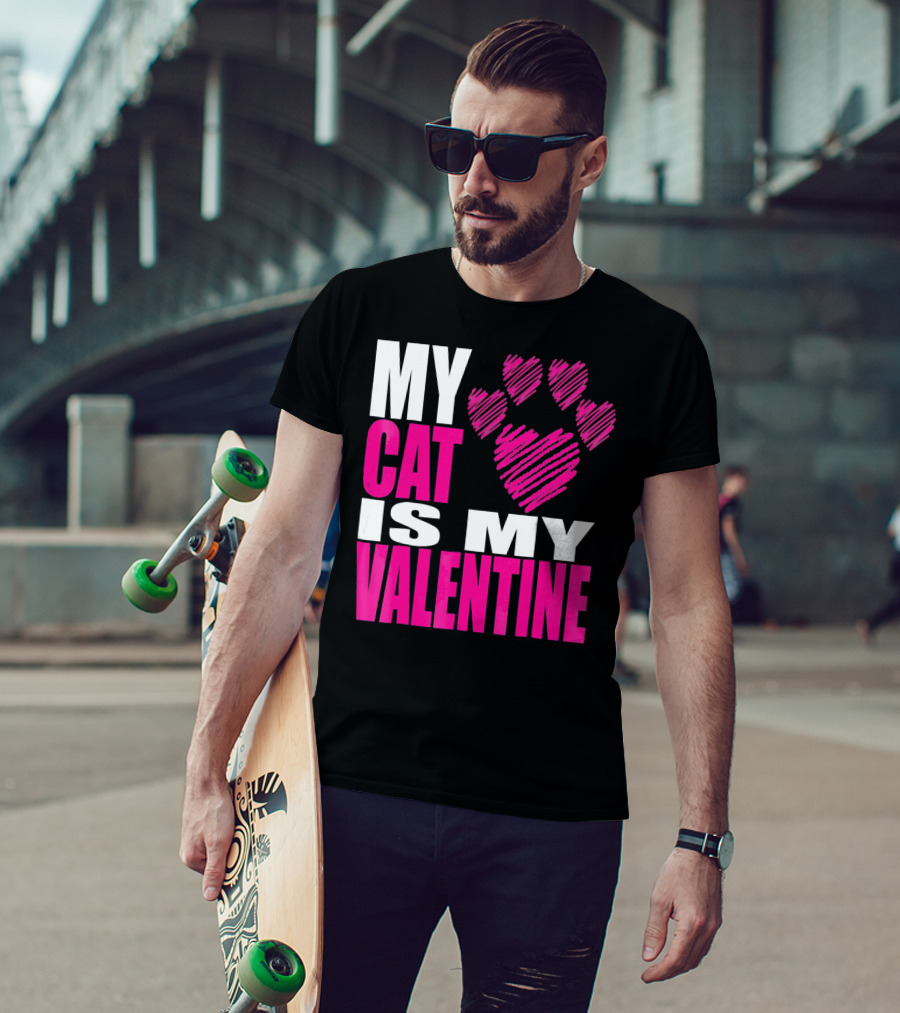 My Cat Is My Valentine Paw Heart T-Shirt