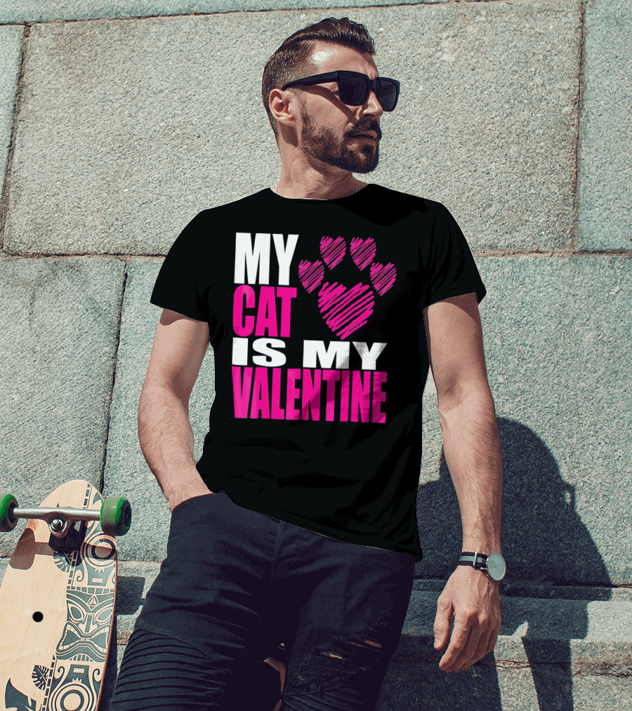 My Cat Is My Valentine Paw Heart T-Shirt