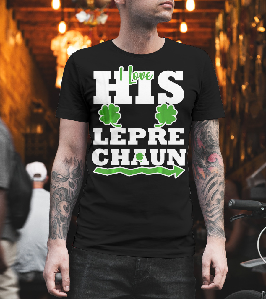 St Patricks Day Couples Love His Leprechaun Shamrock Arrow T-Shirt