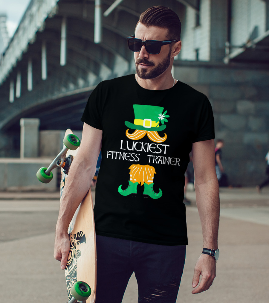 Luckiest Fitness Trainer Leprechaun Shamrock Hat And Boots T-Shirt