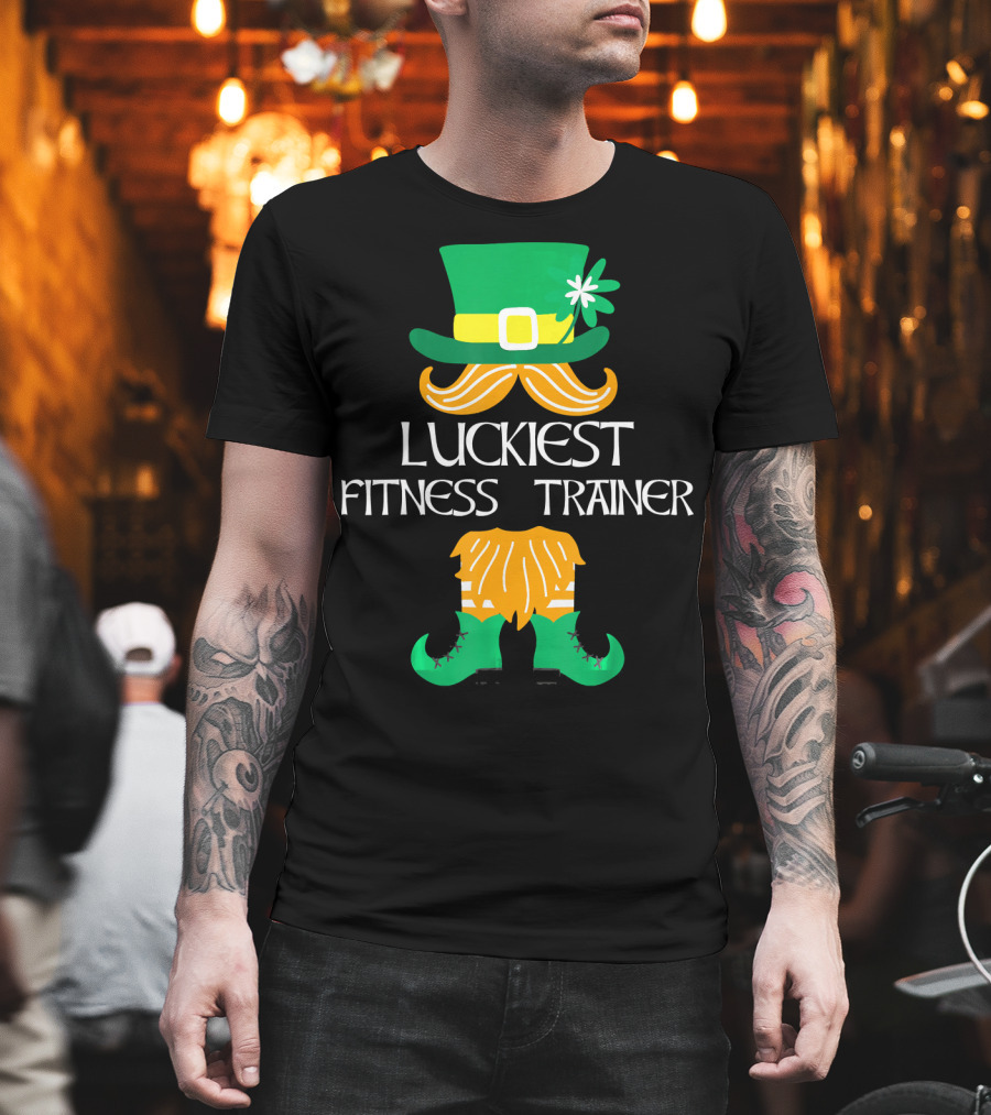Luckiest Fitness Trainer Leprechaun Shamrock Hat And Boots T-Shirt